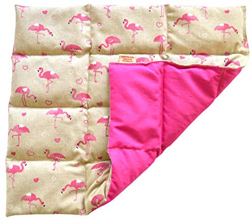 Textil FreWe Körnerkissen Baumwolle/Verschiedene Designs/ca. 42x36 cm / 12 Kammern (Flamingo/pink)