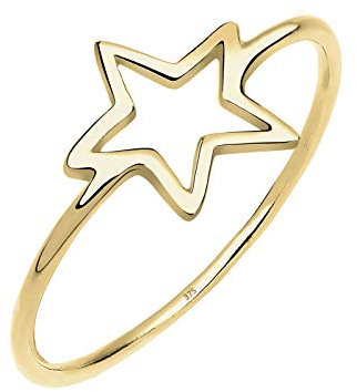 Elli PREMIUM Ring Damen Stern Astro Geo Minimal in 375 Gelbgold