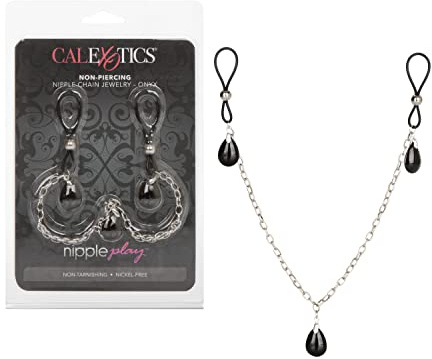CalExotics Novelties Nipple Play Non-Piercing Chain Jewelry, Onyx/Black