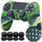 Pandaren® STUDDED Silikon Hülle Anti-Rutsch für PS4 controller x 1 (Tarnung grün) + FPS PRO thumb grips aufsätze x 8