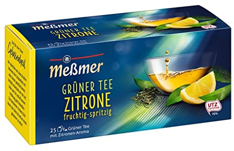 Meßmer Grüner Tee Zitrone I 25 Teebeutel I Vegan I Glutenfrei I Laktosefrei
