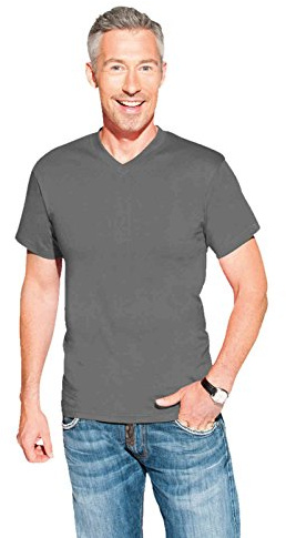 Premium V-Ausschnitt T-Shirt Herren, Sportgrau, XL
