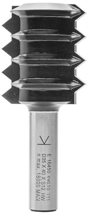 ENT 16450 Verleimfräser ''V'' Verzahnung HW, Schaft (S) 12 mm, Durchmesser (D) 35 mm, NL 40 mm, T 4 mm, M 4,76 mm, E 80°, SL 40 mm