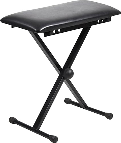 Njs Piano Or Keyboard Bench With X-Type Frame Black