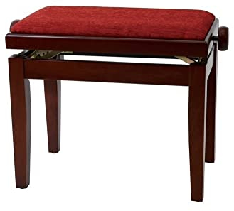GEWA Pianobank Deluxe Mahagoni Matt (leichtgängige Höhenverstellung über präzise Scherenmechanik, aus qualitativem Massivholz, langlebig und robust, hohe Bruchlast)