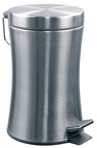 Sanwood Treteimer FEE im tallierter Form, Bad-Abfalleimer 3 Liter, Kosmetikeimer aus satiniertem Edelstahl, Chrom matt, 42877 x 16.8 x 26.5 cm