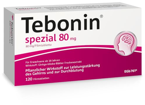 Tebonin spezial 80 mg Filmtabletten zur Leistungsstärkung des Gehirns und zur Durchblutung, 120 St. Tabletten