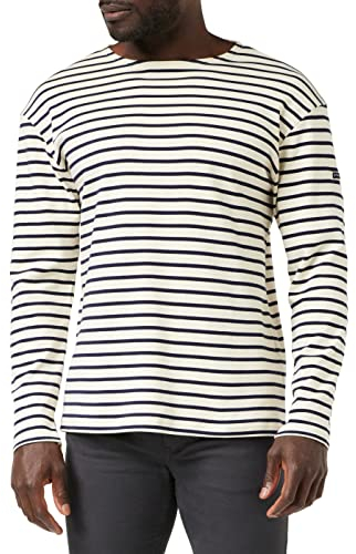 Armor Lux Herren Marine-Stil Loctudy aus Dicker Baumwolle T-Shirt, Mehrfarbig (Nature/Navire 395), X-Large (Herstellergröße: 5)