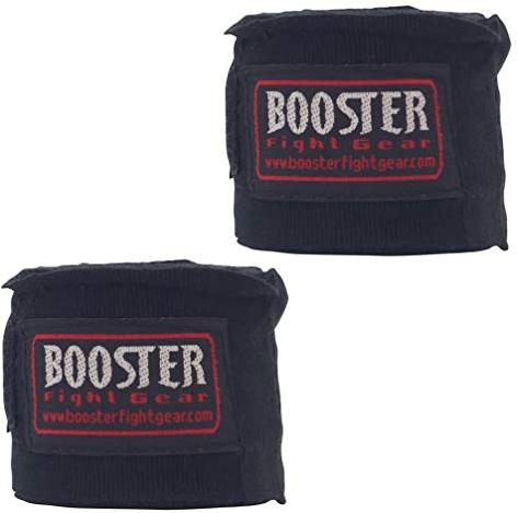 Booster Handbandagen BPC Black - 4,60m - Teilelastisch 4,60m lang - Lange Boxbandagen für MMA Boxen Muay Thai Wickelbandagen Lange Ausführung mit Daumenschlaufe