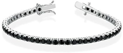 Bracciale Tennis da Uomo in argento 925 con zirconi neri taglio brillante