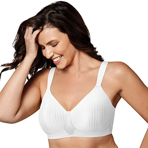 Playtex Women's Wireless Bra, Secrets Perfectly Smooth Wirefree Bra, Full Coverage, US4707, White Stripe, 40C