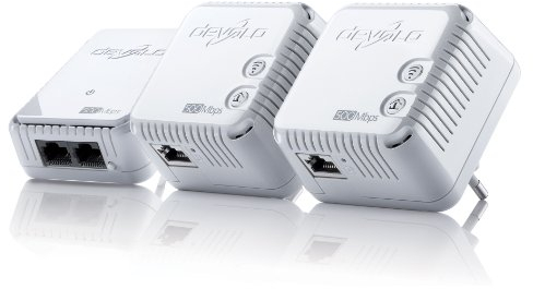 devolo dLAN 500 WiFi Network Kit Powerline (Internet über die Steckdose, WLAN, 1x LAN Port, 3x Powerlan Adapter, WLAN Adapter, WLAN Booster, WiFi Move) weiß