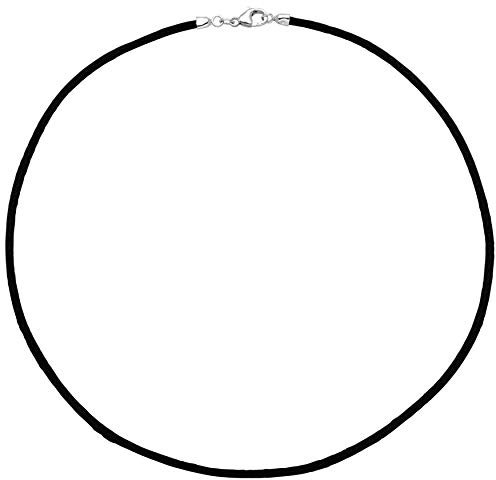 Jobo Damen Collier Halskette Seide schwarz 2,8 mm 42 cm, Verschluss 925 Silber Kette