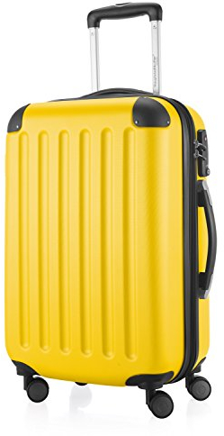 HAUPTSTADTKOFFER - SPREE - Handgepäck Hartschalen-Koffer Trolley Rollkoffer Reisekoffer, 4 Doppel-Rollen, 55 cm, 42 L, Gelb