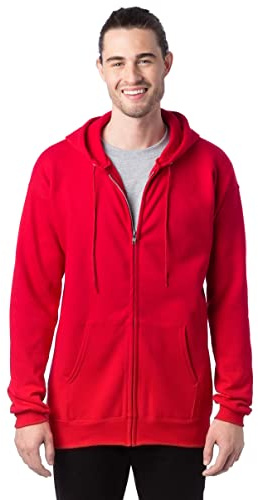 Hanes Men's Full Zip Ultimate Heavyweight Hoodie, Deep Red, X-Large