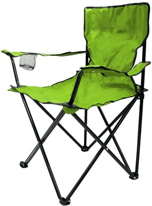 Spetebo Camping Klappstuhl mit Getränkehalter - Lime grün - Campingstuhl klappbar mit Tragetasche - Stuhl faltbar für Festival Freizeit Garten Angler Sessel Belastbarkeit bis 100 kg