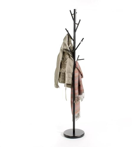 IDIMEX Porte-Manteaux ZENO Portant à vêtements sur Pied en Forme d'arbre avec 6 Crochets sur différentes hauteurs, en métal laqué Noir