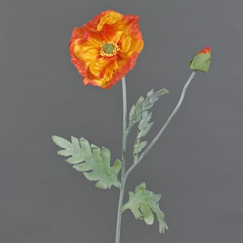 artplants.de Künstliche Mohnblume, orange, 70cm - Kunstblume