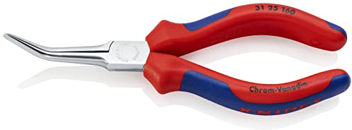 KNIPEX Greifzange (Nadelzange) mit Mehrkomponenten-Hüllen verchromt 160 mm, 31 25 160