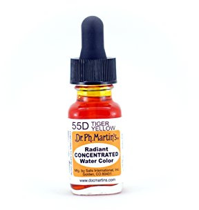 Dr. Ph. Martin's Radiant Concentrated Water Color (55D) Watercolor Bottle, 0.5 oz, Tiger Yellow, 1 Bottle