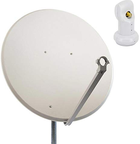Premium X Satelliten-Komplettanlage 100cm Satellitenschüssel Stahl Hellgrau Single LNB SAT für 1 Teilnehmer