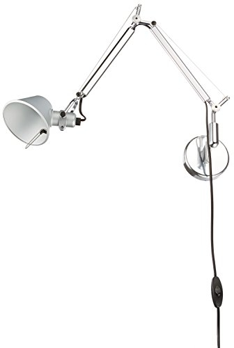 Artemide- Tolomeo Faretto Micro Wandleuchte. Hochwertige Wandlampe mit dreh-und schwenkbarem Spot aus Aluminium. Made in Italy, L 49 H 41 cm