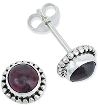 Ohrstecker 925 Silber Granat roter Stein Edelstein Ohrringe echt Silber Damen Sterling Silber Stecker Geschenk(MOS-025-02)