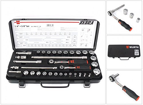 Würth Set di chiavi a bussola in valigetta di metallo, 35 pezzi, ZEBRA (0965 17 35)