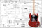 Plan of Gibson SG E-Gitarre, Vollmaßstabsdruck