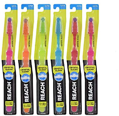 Reach Crystal Clean Firm Adult Toothbrush, 1 Each, Colors May Vary, 6 Piece