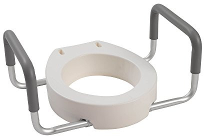 Drive Medical 12402 Premium Raised Toilet Seat with Removable Metal Arms, Standard Seat, White
