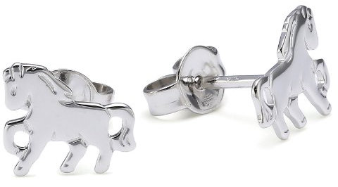 XAANA Mädchen-Ohrstecker Pferd 925er Sterlingsilber AMZ0068