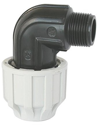 SOMATHERM FOR YOU, Raccord coudé plastique pour tube PE Ø40 mm - Mâle 11/4 - Installation rapide et facile - Résistant jusqu'à 16 bars - Température max 80°C - Norme ACS