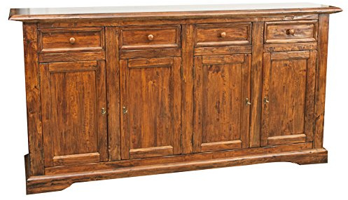 Biscottini Kommode Holz massiv Made in Italy - Sideboard Wohnzimmer 202x45x103 cm - Buffetschrank landhausstil - Sideboard Holz