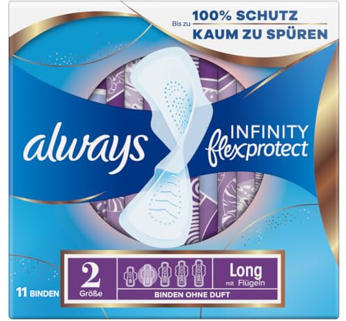 Always Infinity Flex Protect Long Size 2 Sanitary Towels with Wings 11pk