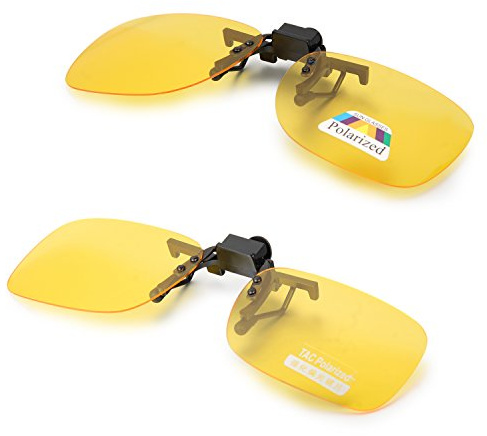 Aroncent UV400 Sonnenbrillen Vorhänger Brille Aufsatz Clip On Polarisiert, 2 Größe, Braun Gelb Grün