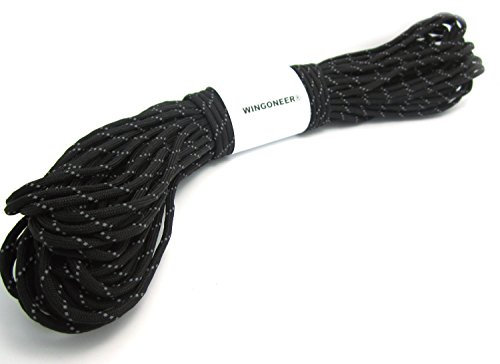 WINGONEER Reflektierendes Fallschirmseil, 100 m, 7 Kern, 550 Paracord, Nylon, Strand, Paracord, Camping, 30 m (schwarz)