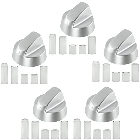 Spares2go Perillas/diales de control para horno AEG (5 unidades, incluye adaptadores, plata)