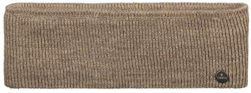 LIERYS Mono Stirnband Damen/Herren 8 cm breit - Made in Germany - dreilagiges Strickband gefüttert mit Baumwolle - Rippstrick Ohrenwärmer 54-60 cm - Ohrenschutz Herbst/Winter beige One Size