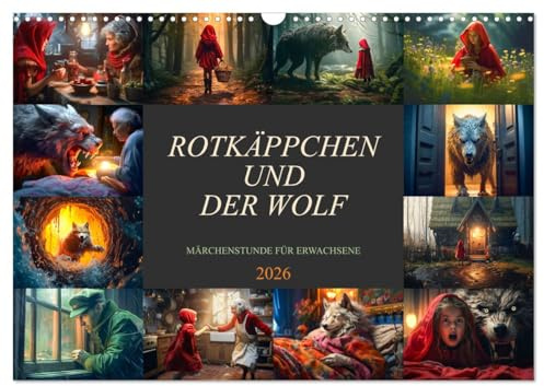 Rotkäppchen und der Wolf (Wandkalender 2026 DIN A3 quer), CALVENDO Monatskalender: Farbenfrohe märchenhafte Bilder Monat für Monat, das ganze Jahr hindurch. (CALVENDO Wissenschaft)