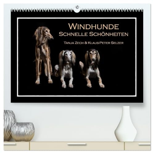 Windhunde - Schnelle Schönheiten (hochwertiger Premium Wandkalender 2026 DIN A2 quer), Kunstdruck in Hochglanz: Überblick über diverse Windhundrassen, ... mal nicht auf der Rennbahn (CALVENDO Tiere)