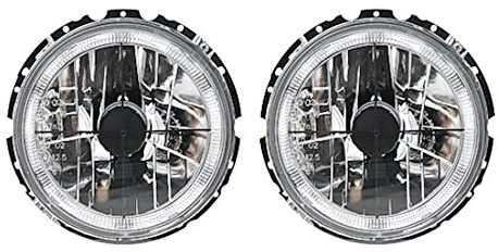 Depo Angel Eyes Scheinwerfer Set Klarglas Chrom mit Standlichtringe Fadenkreuz