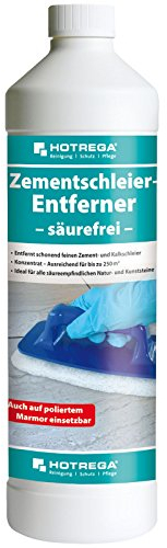 HOTREGA Zementschleierentferner säurefrei 1 L Konzentrat | Spezialreiniger für Marmor, Terrazzo, Travertin uvm. | Hochergiebig | Made in Germany