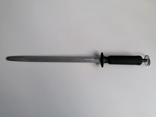 Giesser Abziehstahl - schwarzer Messerschärfer mit ovaler 31 cm Klinge Standard-Zug - langer Wetzstahl für alle Messer mit glatter Schneide