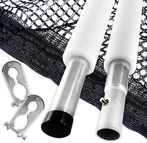 BodyRip PREMIUM BOUNCE Trampoline Replacements Polystyrene Mesh Safety Net (Small Fingers Safe) with Straight Poles and Enclosure Clamp Clips | Surround Set for 10FT 8-Poled