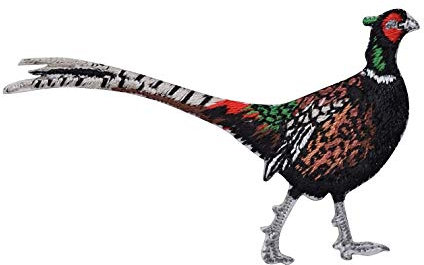 Ring necked Pheasant - Walking Right - Iron on Embroidered Patch Applique