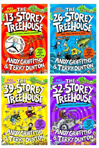 The Treehouse Colour Edition Collection 4 Books Set By Andy Griffiths (The 13-Storey Treehouse, The 26-Storey Treehouse, The 39-Storey Treehouse and The 52-Storey Treehouse)