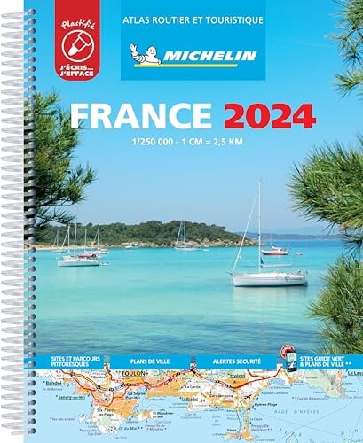 France 2024 - Tourist & Motoring Atlas A4 Laminated Spiral (Michelin Atlas)