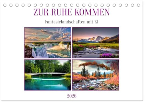 Zur Ruhe kommen Fantasiereisen mit KI (Tischkalender 2026 DIN A5 quer), CALVENDO Monatskalender: Meditative Fantasielandschaften zur Entspannung (CALVENDO Natur)