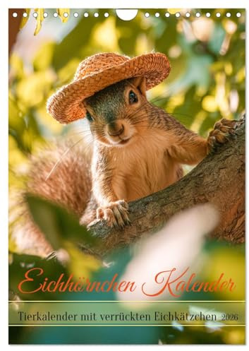 Eichhörnchen Kalender - Tierkalender mit verrückten Eichkätzchen (Wandkalender 2026 DIN A4 hoch), CALVENDO Monatskalender: Eichhörnchen Kalender mit ... die Eichhörnchen lieben. (CALVENDO Tiere)